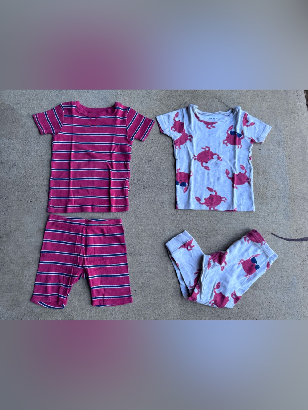 Carter’s Boy Kids Crab & Stripe Pajama 2 Set - Red/Gray Size 3T